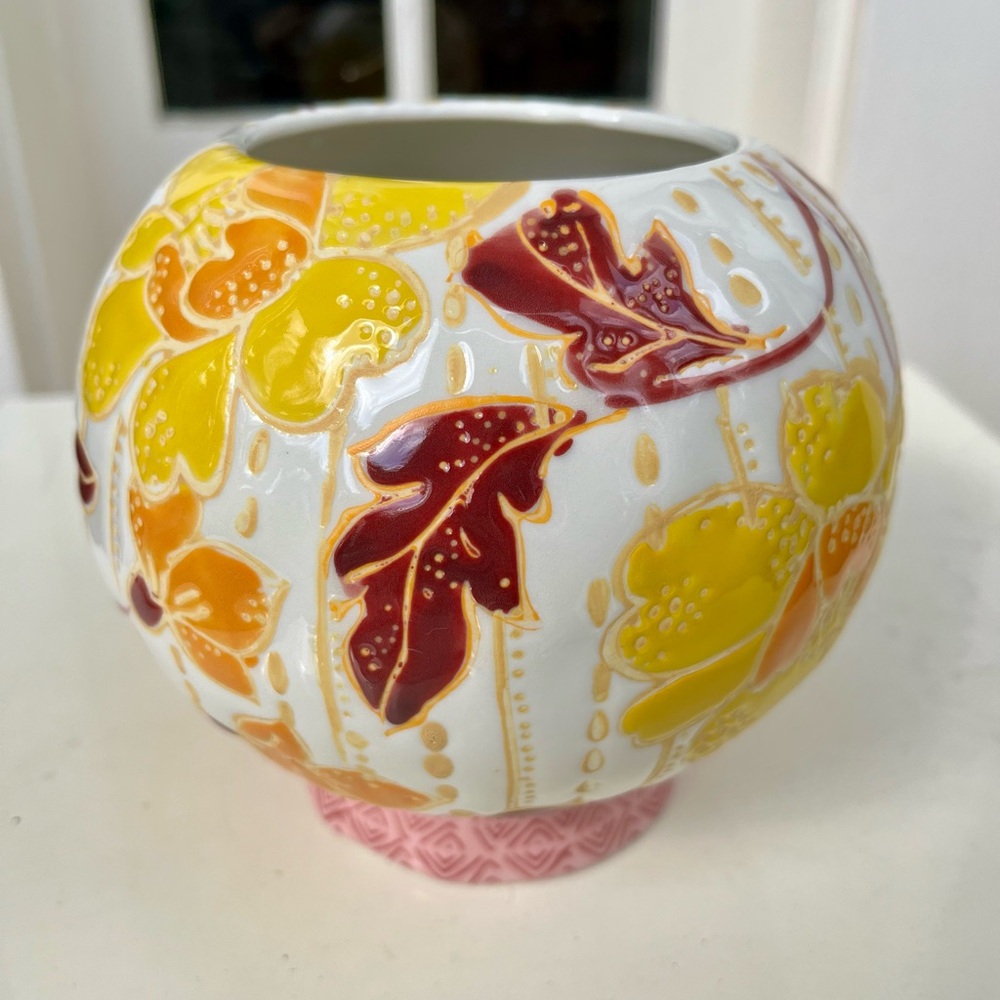 Anthropologie Zahara Floral Round Vase